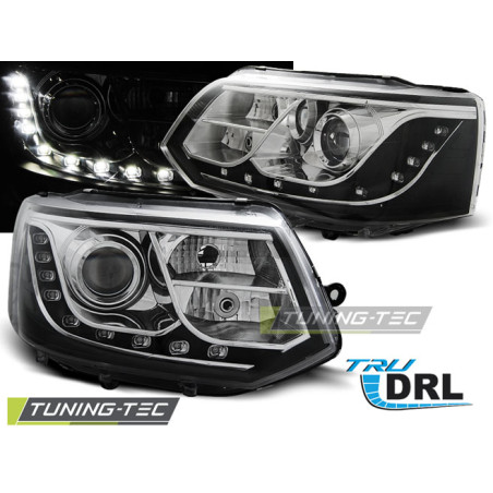 Fari Anteriori Luci Diurne DRL Cromato per Volkswagen T5 2010-2015 (Cod. TT-LPVWG1)