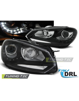 Fari Anteriori Luci Diurne DRL Nero per Volkswagen Golf 6 10/2008-2012 (Cod. TT-LPVWG3)