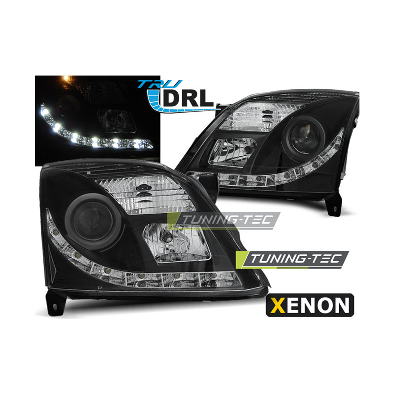 Fari Anteriori con Luci Diurne Luci Diurne DRL Nero per Opel Vectra C Tru Xenon D2S 04/2002-08/2005 