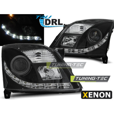Fari Anteriori con Luci Diurne Luci Diurne DRL Nero per Opel Vectra C Tru Xenon D2S 04/2002-08/2005 