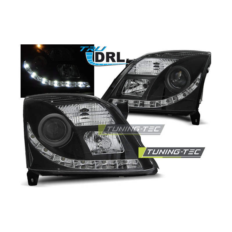 Fari Anteriori con Luci Diurne Luci Diurne DRL Nero per Opel Vectra C Tru 04/2002-08/2005 (Cod. TT-L