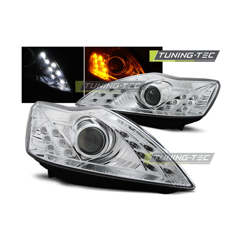 Fari Anteriori con Luci Diurne Luci Diurne Cromato per Ford Focus 02/2008-2010 (Cod. TT-LPFO49)