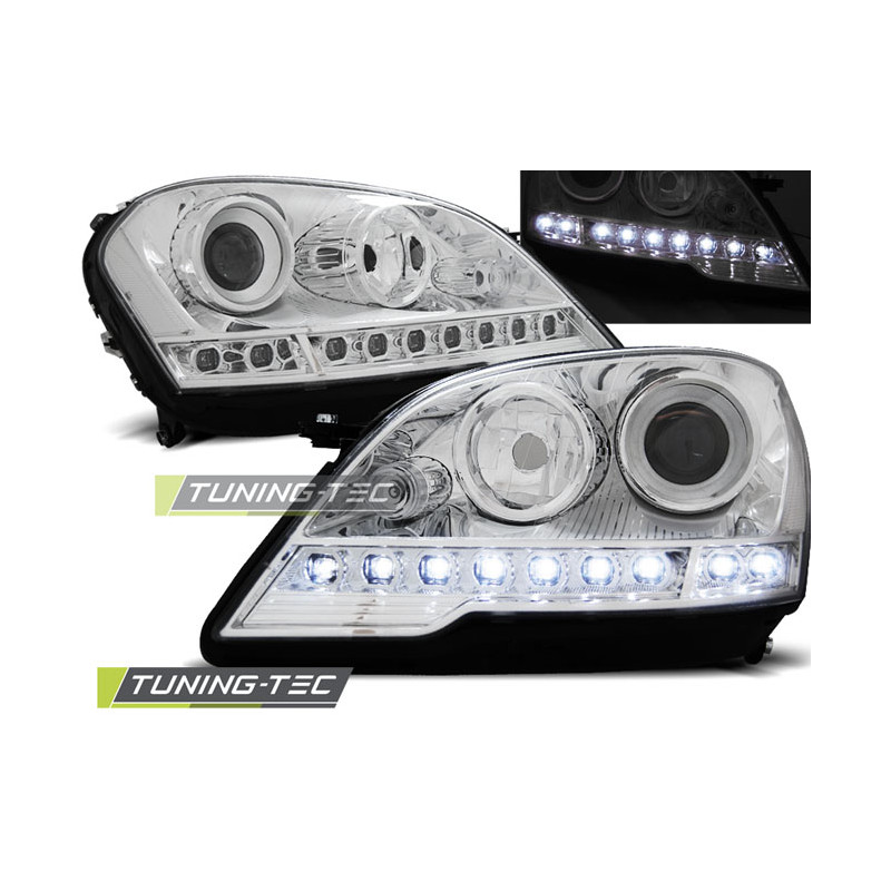 Fari Anteriori Luci Diurne Cromato per Mercedes-Benz W164 Ml Classe M Dal 2008 (Cod. TT-LPME39)