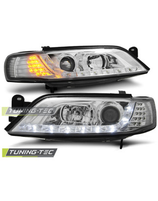 Fari Anteriori con Luci Diurne Luci Diurne LED Cromato per Opel Vectra B Indicator 11/1996-12/1998 (