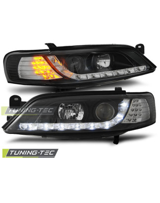 Fari Anteriori con Luci Diurne Luci Diurne LED Nero per Opel Vectra B Indicator 11/1996-12/1998 (Cod