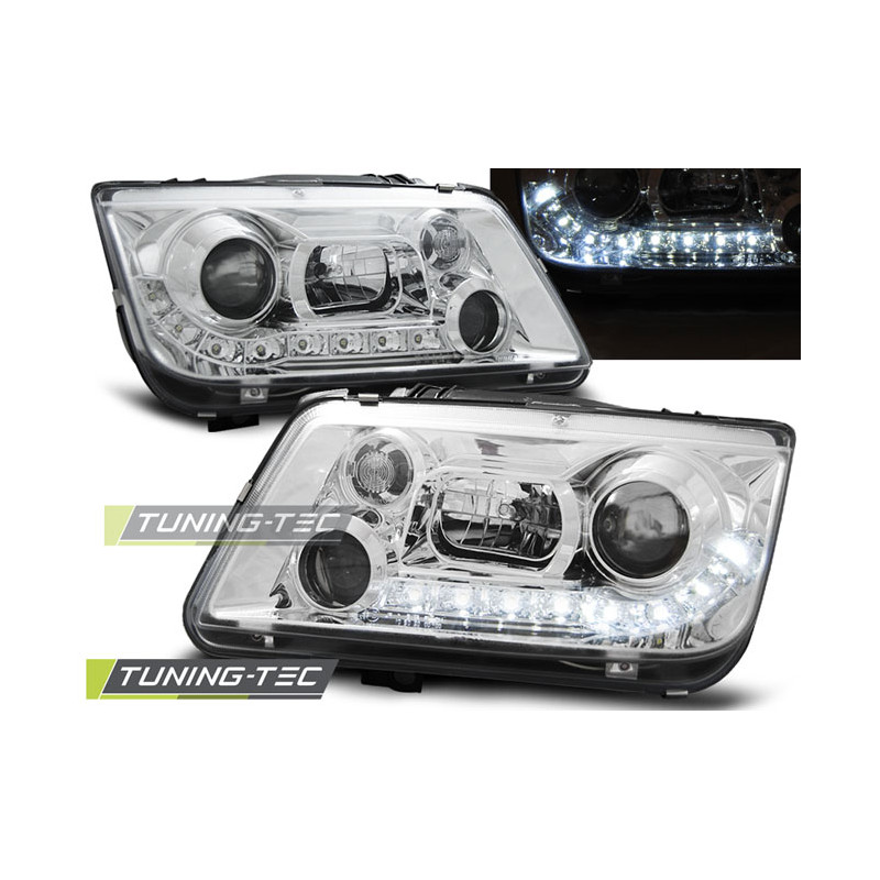 Fari Anteriori Luci Diurne Cromato per Volkswagen Bora 09/1998-05/2005 (Cod. TT-LPVWE8)