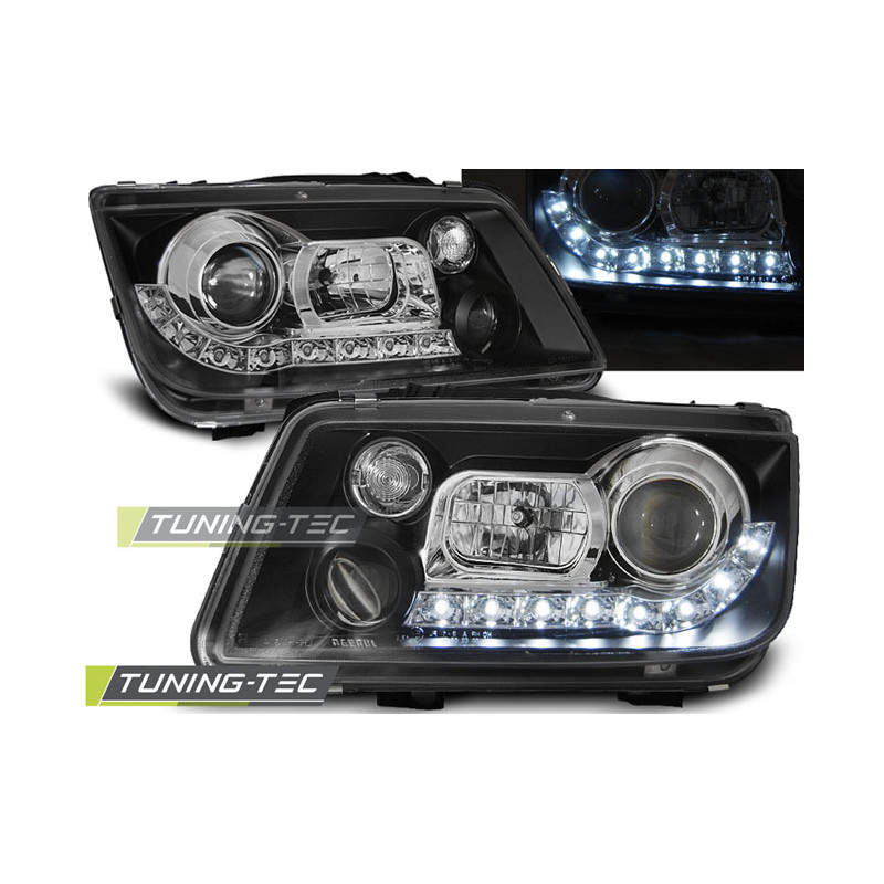 Fari Anteriori Luci Diurne Nero per Volkswagen Bora 09/1998-05/2005 (Cod. TT-LPVWE9)