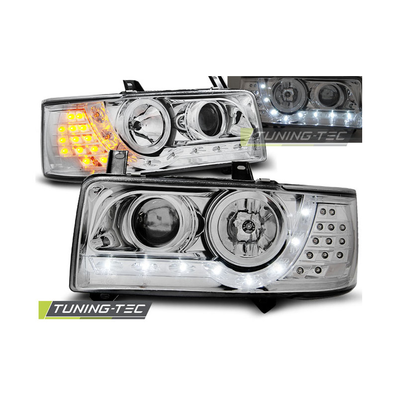 Fari Anteriori Luci Diurne Cromato per Volkswagen T4 Transporter 1990-03/2003 (Cod. TT-LPVWF0)