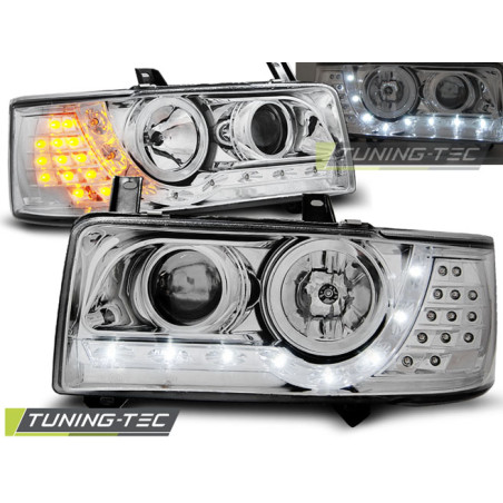 Fari Anteriori Luci Diurne Cromato per Volkswagen T4 Transporter 1990-03/2003 (Cod. TT-LPVWF0)