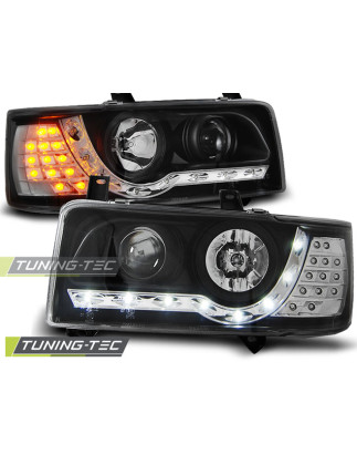 Fari Anteriori Luci Diurne Nero per Volkswagen T4 Transporter 1990-03/2003 (Cod. TT-LPVWF1)