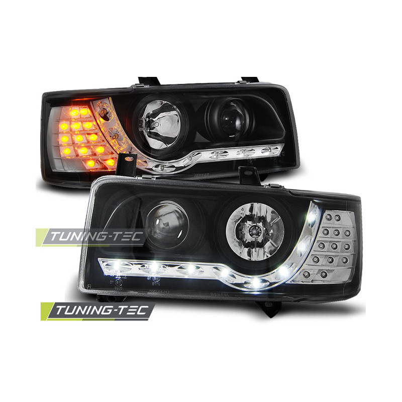 Fari Anteriori Luci Diurne Nero per Volkswagen T4 Transporter 1990-03/2003 (Cod. TT-LPVWF1)
