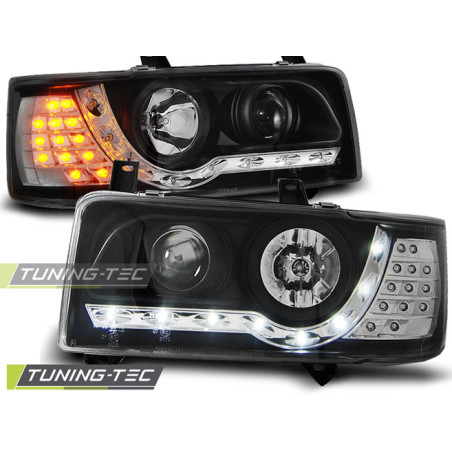 Fari Anteriori Luci Diurne Nero per Volkswagen T4 Transporter 1990-03/2003 (Cod. TT-LPVWF1)