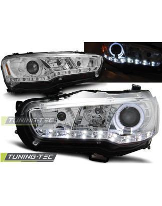 Fari Anteriori con Luci Diurne Luci Diurne Cromato per Mitsubishi Lancer 8 2008-2016 (Cod. TT-LPMI15