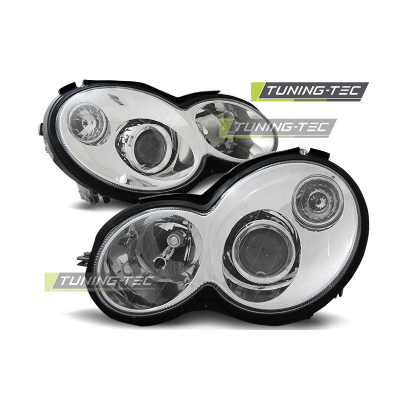 Fari Anteriori Cromato per Mercedes-Benz Cl203 Classe C 2000-2004 (Cod. TT-LPME61)