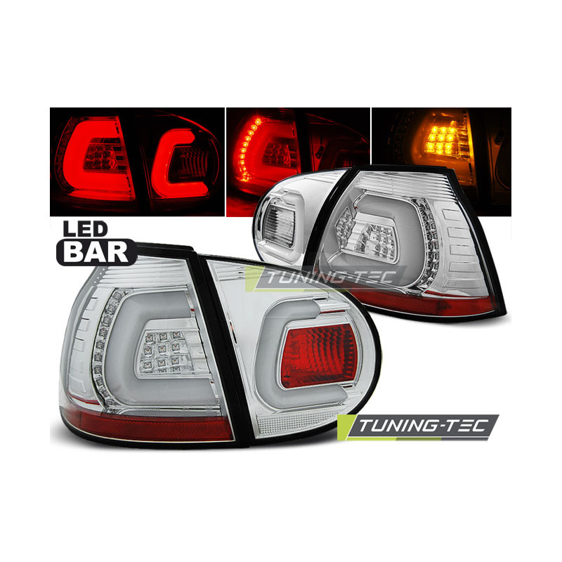 Fanali Posteriori LED Cromato per Volkswagen Golf 5 10/2003-2009 (Cod. TT-LDVWA1)