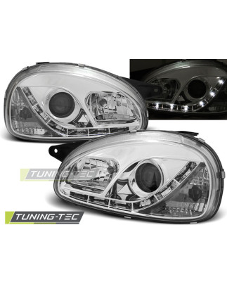 Fari Anteriori con Luci Diurne Luci Diurne Cromato per Opel Corsa B 02/1993-10/2000 (Cod. TT-LPOP55)