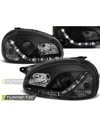 Fari Anteriori con Luci Diurne Luci Diurne Nero per Opel Corsa B 02/1993-10/2000 (Cod. TT-LPOP56)