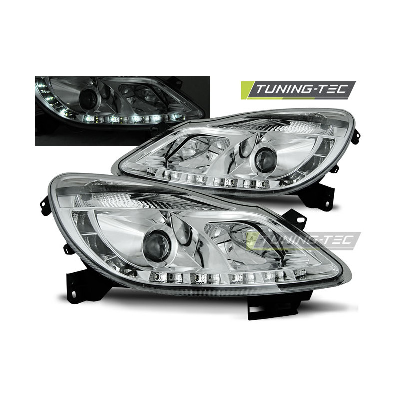 Fari Anteriori con Luci Diurne Luci Diurne Cromato per Opel Corsa D 04/2006-2011 (Cod. TT-LPOP49)