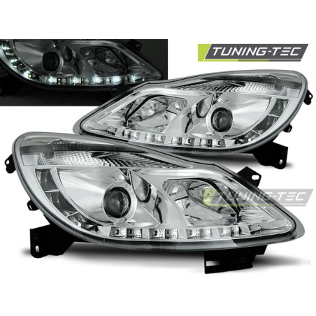 Fari Anteriori con Luci Diurne Luci Diurne Cromato per Opel Corsa D 04/2006-2011 (Cod. TT-LPOP49)