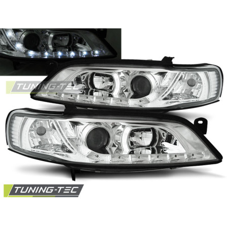 Fari Anteriori con Luci Diurne Luci Diurne Cromato per Opel Vectra B 01/1999-03/2002 (Cod. TT-LPOP47