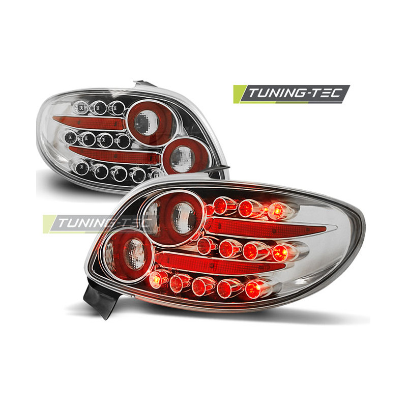 Fanali Posteriori LED Cromato per Peugeot 206 Dal 10/1998 (Cod. TT-LDPE11)