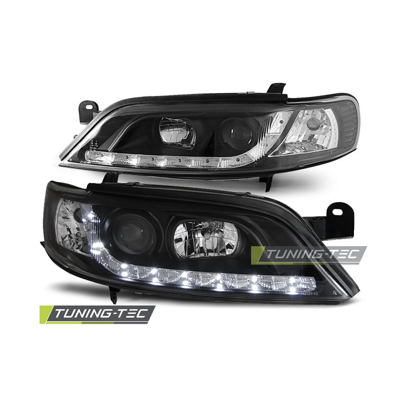 Fari Anteriori con Luci Diurne Luci Diurne Nero per Opel Vectra B 01/1999-03/2002 (Cod. TT-LPOP48)