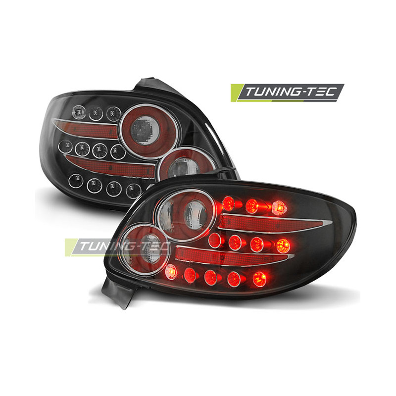 Fanali Posteriori LED Nero per Peugeot 206 Dal 10/1998 (Cod. TT-LDPE12)