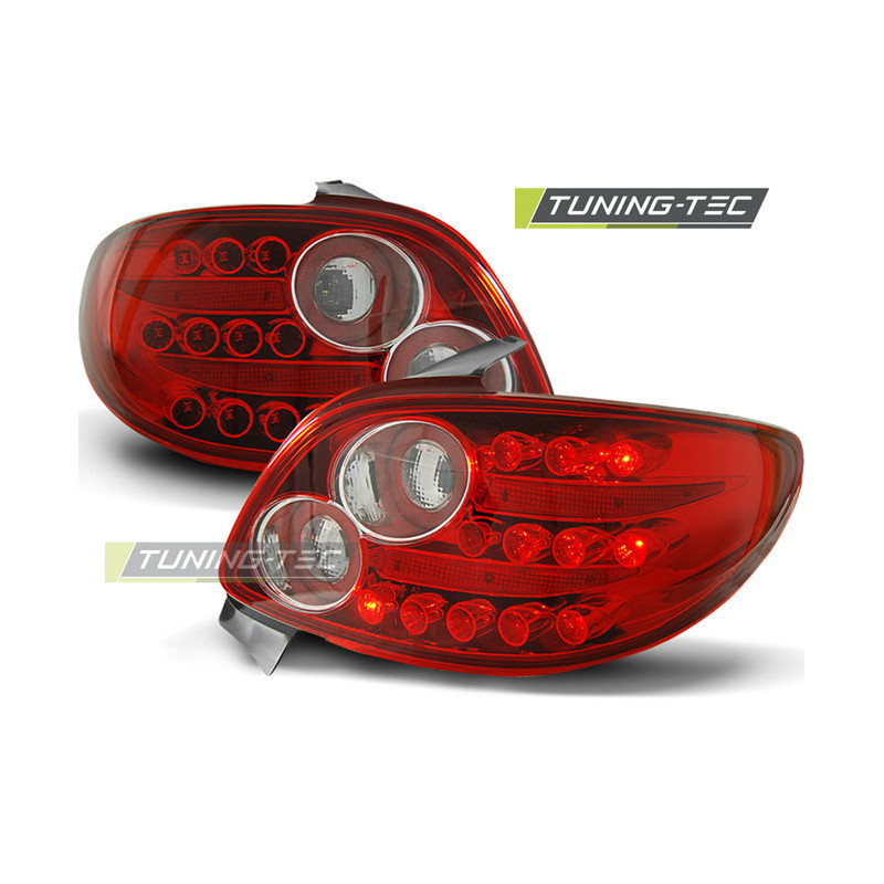 Fanali Posteriori LED Rosso/bianco per Peugeot 206 Dal 10/1998 (Cod. TT-LDPE13)