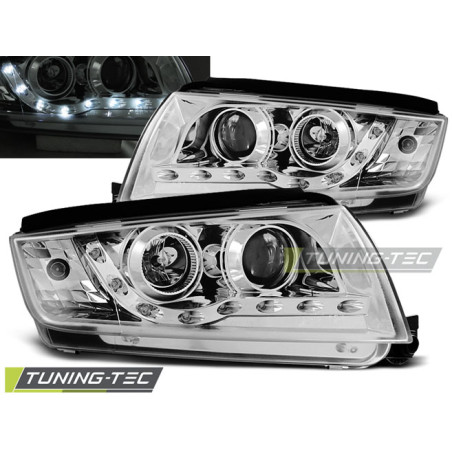 Fari Anteriori Luci Diurne Cromato per Skoda Fabia 12/1999-2008 (Cod. TT-LPSK05)