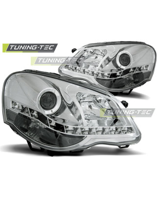 Fari Anteriori Luci Diurne Cromato per Volkswagen Polo 9N3 04/2005-2009 (Cod. TT-LPVWA5)