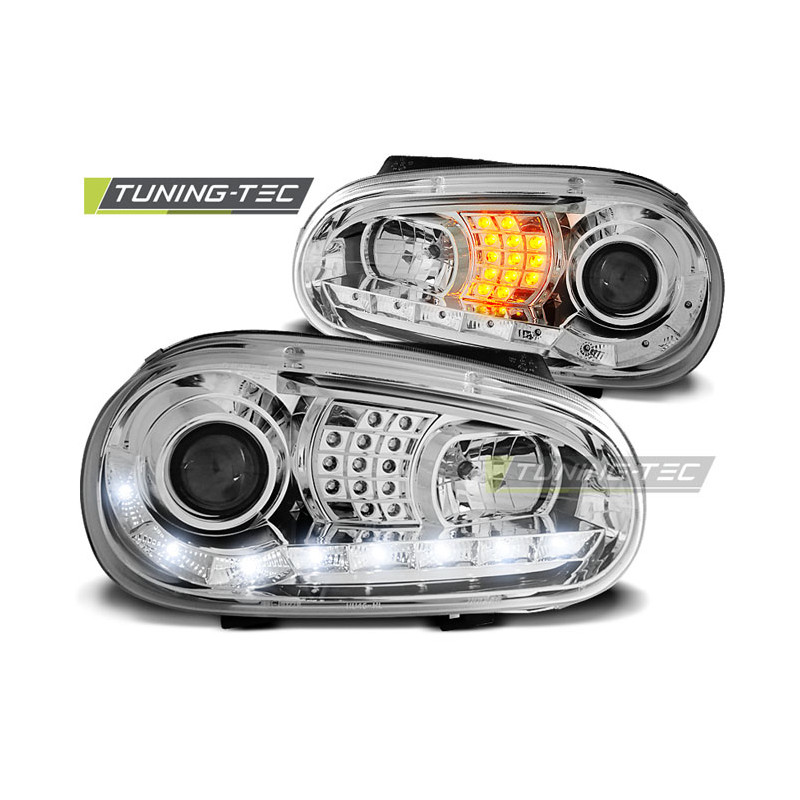 Fari Anteriori Luci Diurne Cromato per Volkswagen Golf 4 09/1997-09/2003 (Cod. TT-LPVWB1)