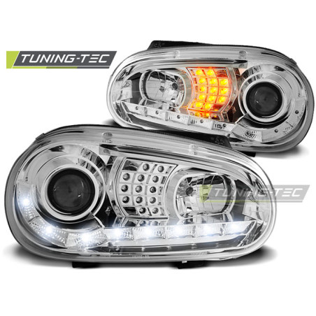 Fari Anteriori Luci Diurne Cromato per Volkswagen Golf 4 09/1997-09/2003 (Cod. TT-LPVWB1)