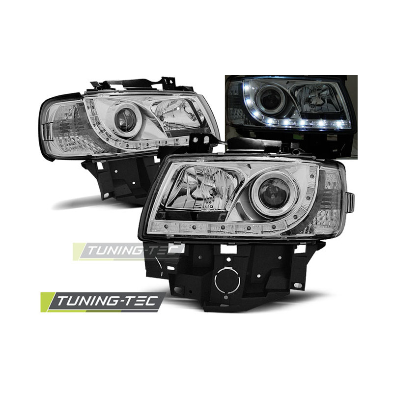 Fari Anteriori Luci Diurne Cromato per Volkswagen T4 Bus 08/1996-03/2003 (Cod. TT-LPVWB5)