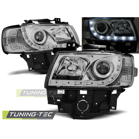Fari Anteriori Luci Diurne Cromato per Volkswagen T4 Bus 08/1996-03/2003 (Cod. TT-LPVWB5)