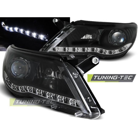 Fari Anteriori Luci Diurne Nero per Volkswagen Tiguan 10/2007-2011 (Cod. TT-LPVWI1)