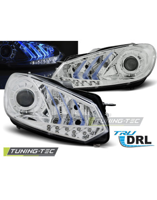 Fari Anteriori Luci Diurne DRL Cromato per Volkswagen Golf 6 10/2008-2012 (Cod. TT-LPVWG6)