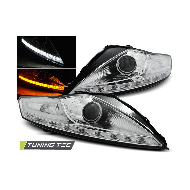 Fari Anteriori con Luci Diurne Luci Diurne LED Cromato per Ford Mondeo Indicator 07/2007-11/2010 (Co