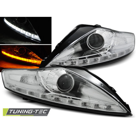 Fari Anteriori con Luci Diurne Luci Diurne LED Cromato per Ford Mondeo Indicator 07/2007-11/2010 (Co