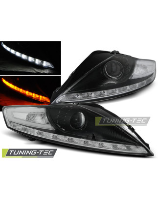 Fari Anteriori con Luci Diurne Luci Diurne LED Nero per Ford Mondeo Indicator 07/2007-11/2010 (Cod. 
