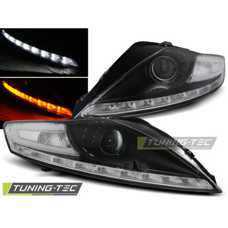 Fari Anteriori con Luci Diurne Luci Diurne LED Nero per Ford Mondeo Indicator 07/2007-11/2010 (Cod. 