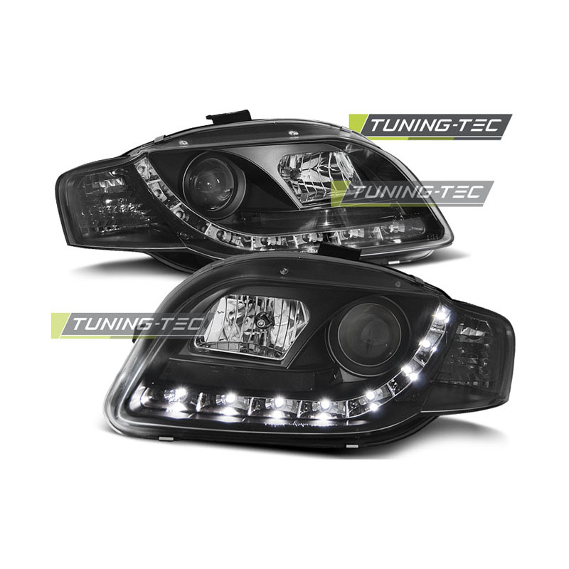 Fari Anteriori Luci Diurne Nero per Audi A4 B7 11/2004-03/2008 (Cod. TT-LPAU42)