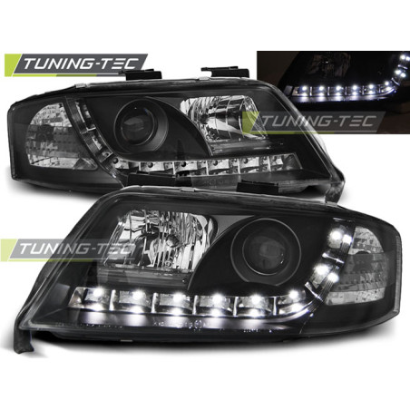 Fari Anteriori Luci Diurne Nero per Audi A6 05/1997-05/2001 (Cod. TT-LPAU38)