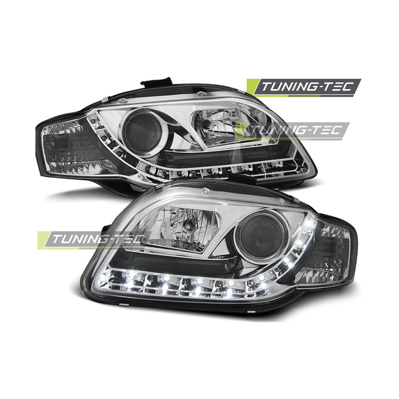 Fari Anteriori Luci Diurne Cromato per Audi A4 B7 11/2004-03/2008 (Cod. TT-LPAU41)
