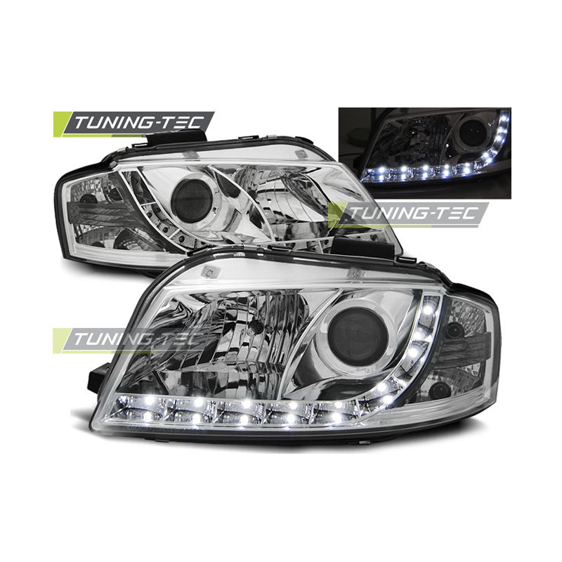 Fari Anteriori Luci Diurne Cromato per Audi A3 8P 05/2003-03/2008 (Cod. TT-LPAU43)