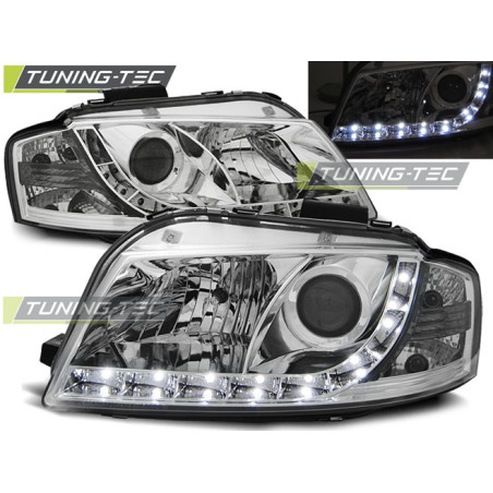 Fari Anteriori Luci Diurne Cromato per Audi A3 8P 05/2003-03/2008 (Cod. TT-LPAU43)