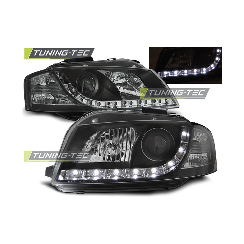 Fari Anteriori Luci Diurne Nero per Audi A3 8P 05/2003-03/2008 (Cod. TT-LPAU44)