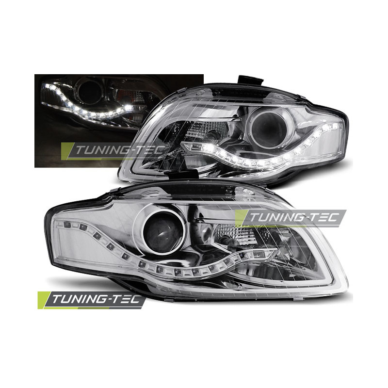 Fari Anteriori Luci Diurne Cromato per Audi A4 B7 11/2004-03/2008 (Cod. TT-LPAU51)