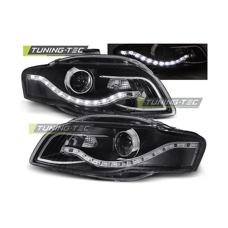 Fari Anteriori Luci Diurne Nero per Audi A4 B7 11/2004-03/2008 (Cod. TT-LPAU52)
