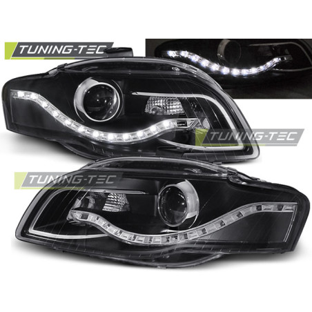 Fari Anteriori Luci Diurne Nero per Audi A4 B7 11/2004-03/2008 (Cod. TT-LPAU52)
