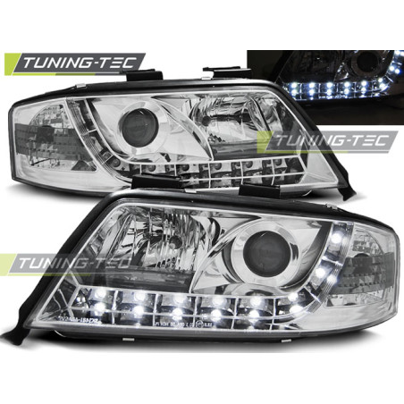 Fari Anteriori Luci Diurne Cromato per Audi A6 06/2001-05/2004 (Cod. TT-LPAU45)